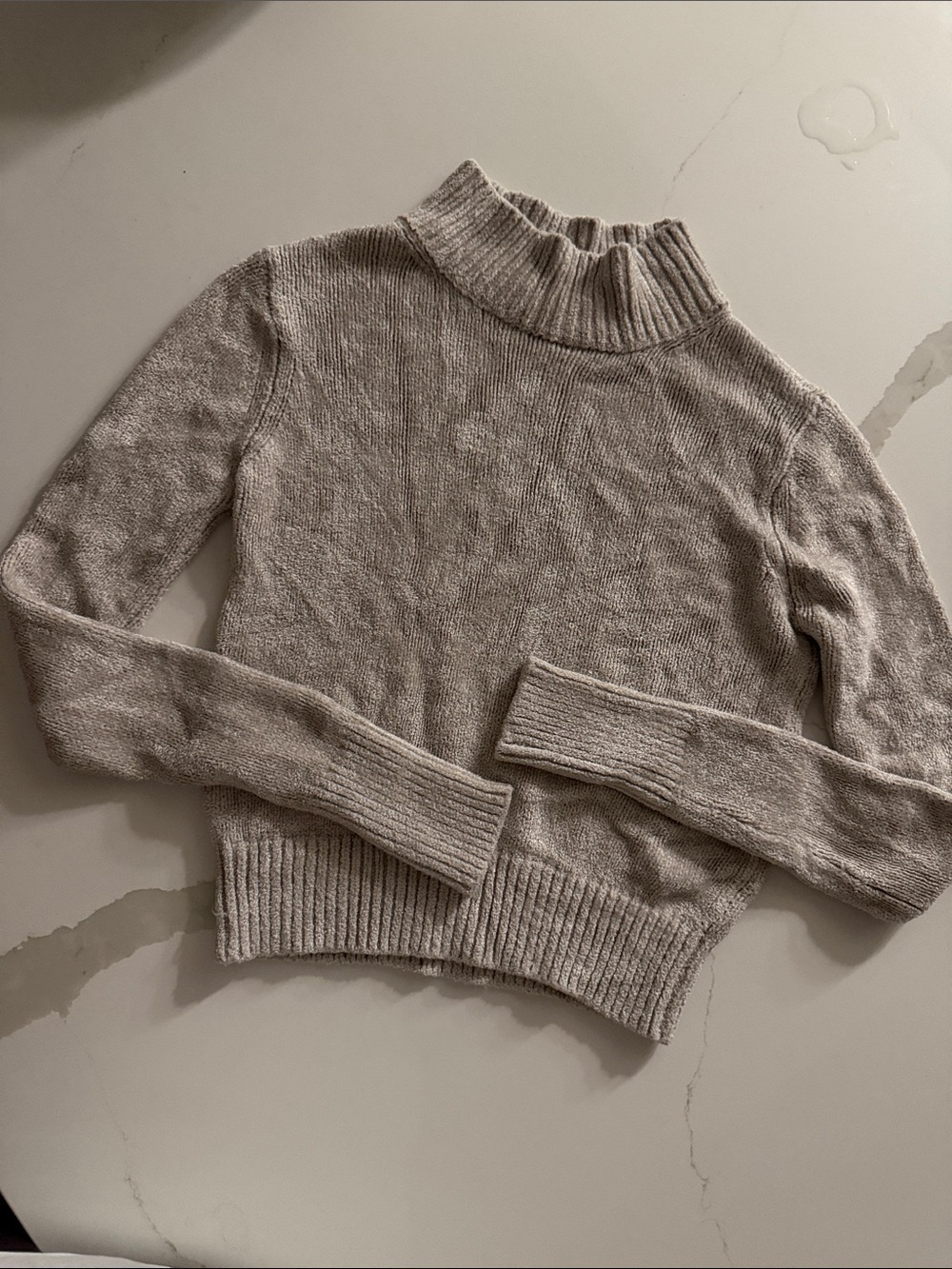 Wilfred XXS Cozy Ribbed Mock Neck Sweater - Light Gray